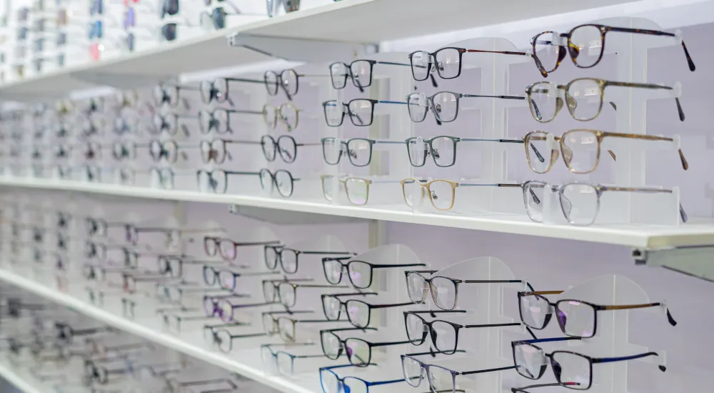 Eyewear selection at Alpha Optical